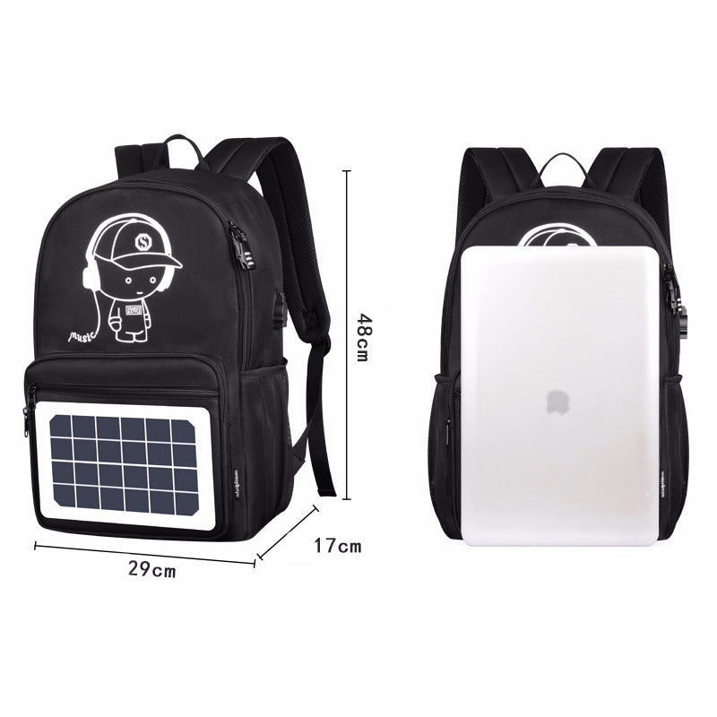 Fashion Backpack Solar Powered Charging Backpack Waterproof Oxford Large School Backpack for Teenagers Schoolbag Trend