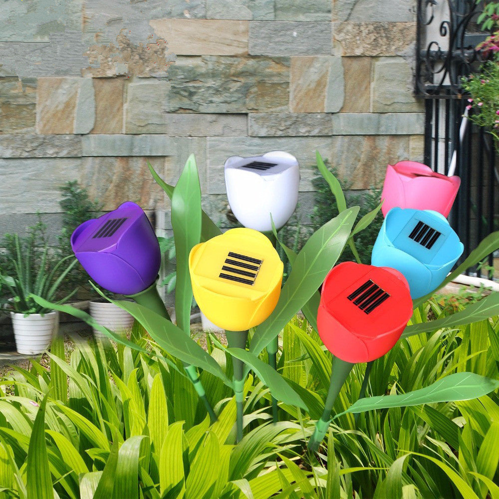 7Colors Solar lawn lamp LED Outdoor Garden Tulip solar stake ligh Lawn Lamp Landscape Night Flower Lamp