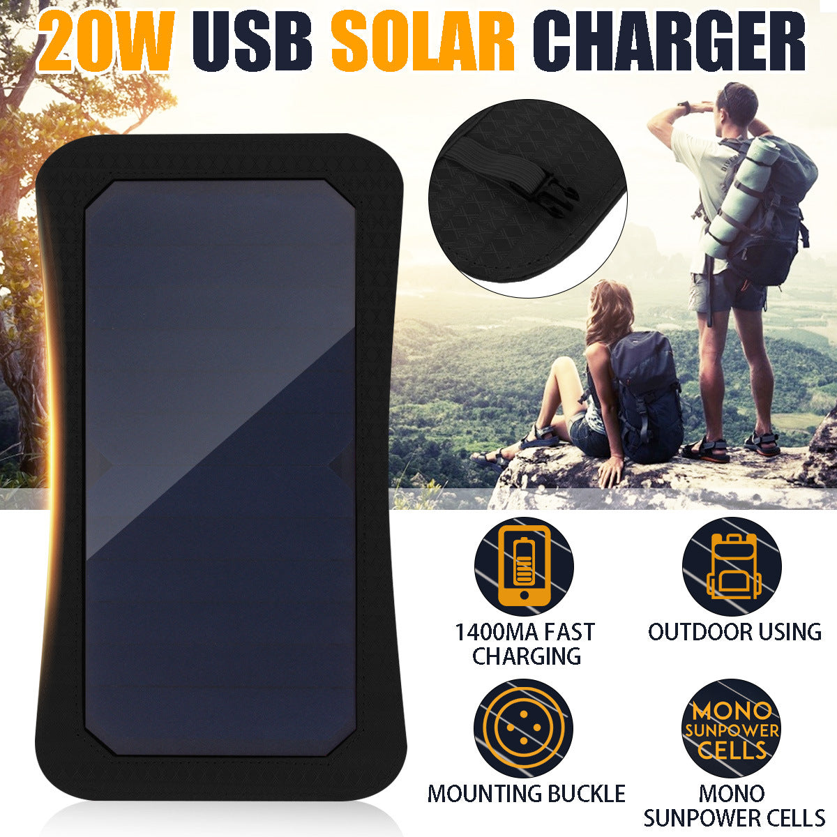 Portable Solar Charging Pack Outdoor Power Generation Panel