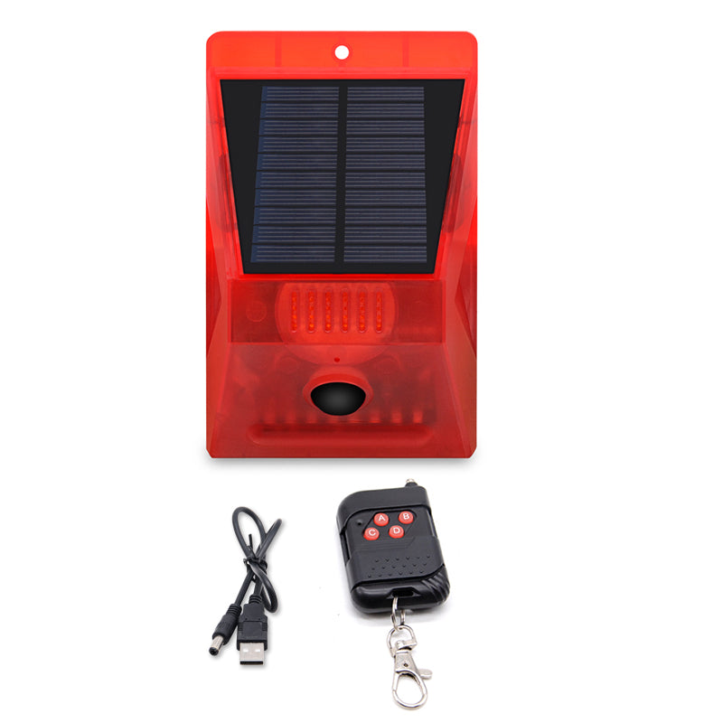 Solar Alarm Light Remote Control Alarm Human Body Induction Infrared Sound And Light Alarm Light Burglar Alarm