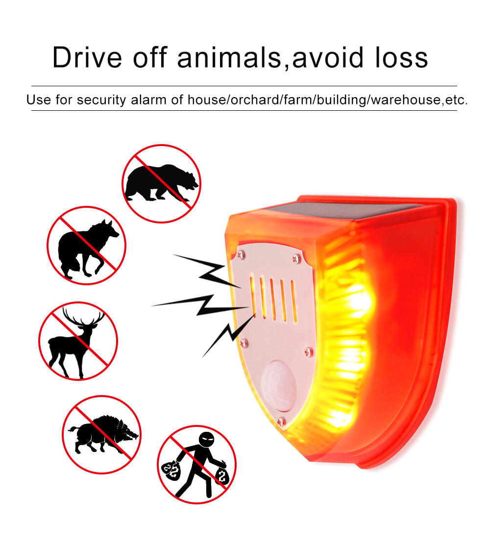 Solar Alarm Light Magnetic Pull Wire Alarm No False Alarm Farm Orchard Anti-Theft Wild Boar Animal Driver