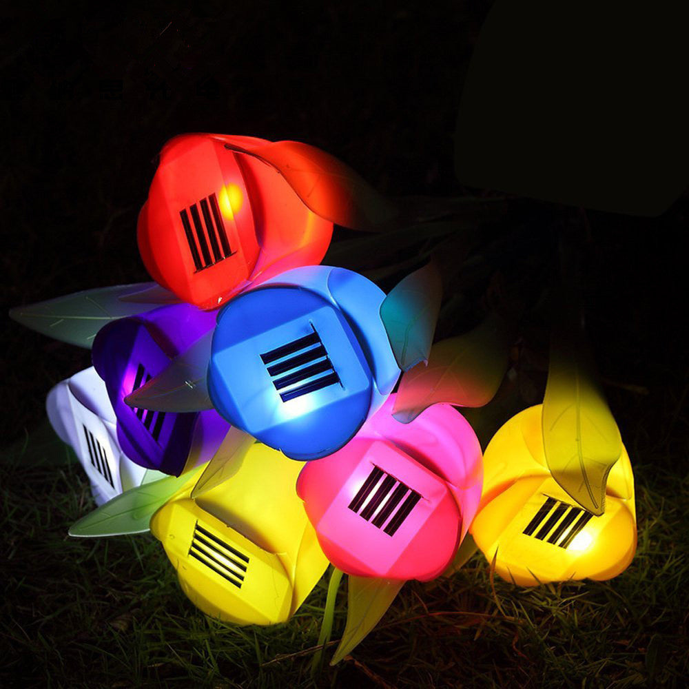 7Colors Solar lawn lamp LED Outdoor Garden Tulip solar stake ligh Lawn Lamp Landscape Night Flower Lamp