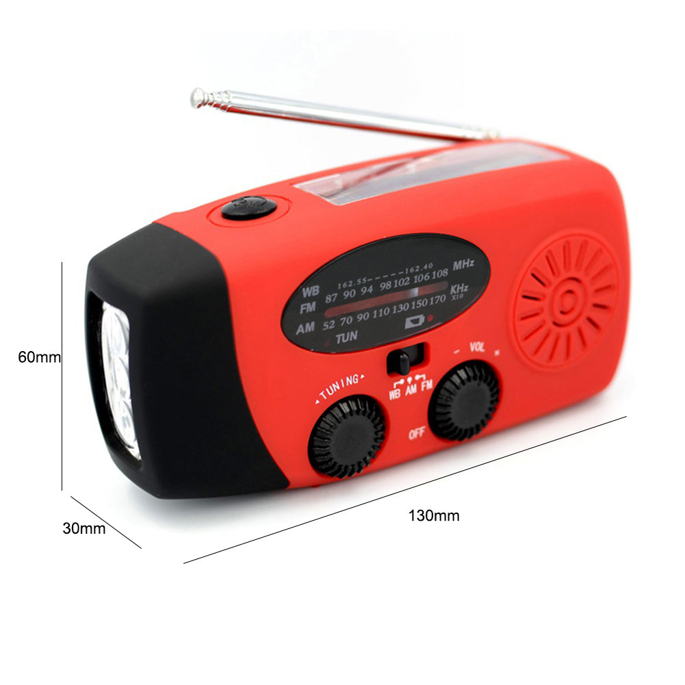 Solar energy hand-held emergency radio flashlight